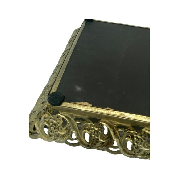 Vintage Accents Vintage Mirror Filigree Dresser Tray 9x3 Silver